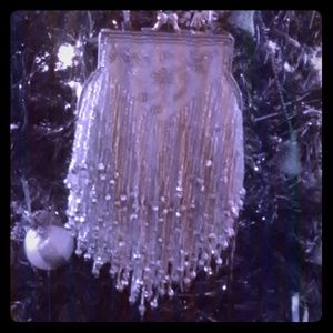 Vintage silver fringe clutch